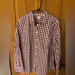 J. Crew Burgundy and White Checkered Shirt